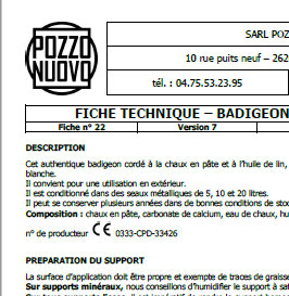 fiche technique pozzo-nuovo - BADIGEON CORDE huile de lin